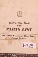 Jones & Lamson-Jones Lamson Ram Type Turret Lathe Machine Instruction & Parts Lists Manual 1951-Ram Type-01